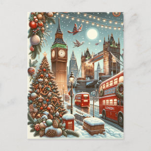 Invitation Carte Postale London's Festive Splendor - Vibrant Christmas Car