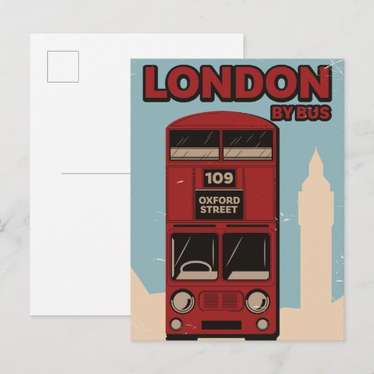 Invitation Carte Postale Londres en bus (Devant / Derrière)