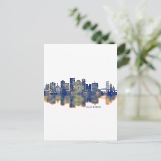 Invitation Carte Postale Long Beach Skyline (Debout devant)