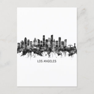 Invitation Carte Postale Los Angeles California Skyline BW