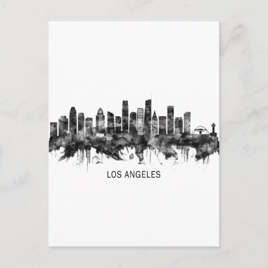 Invitation Carte Postale Los Angeles California Skyline BW (Devant)