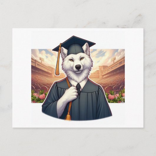 Invitation Carte Postale Loup diplômé (Devant)