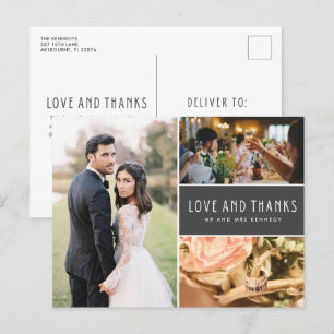 Invitation Carte Postale Love and Thanks Photo Collage Mariage Merci