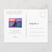 Invitation Carte Postale Love Is Patient B&W Script Mariage Postponction (Dos)
