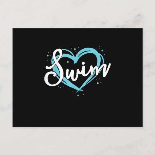 Invitation Carte Postale Love Swim Team Heart Lover Blue Swimmer (Devant)