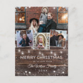 Invitation Carte Postale Lumières à cordes rustiques Neige Noël Fête photo (Devant)