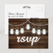 Invitation Carte Postale Lumières de chaîne de jarres de Mason rustique RSV (Devant / Derrière)