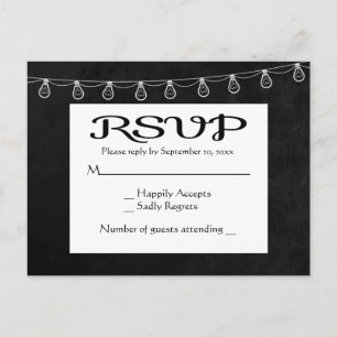 Invitation Carte Postale Lumières de guise avec tableau noir RSVP Mariage N
