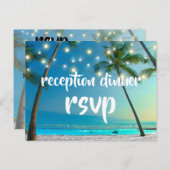 Invitation Carte Postale Lumières Guirlandes Réception de Mariage Tropicale (Devant / Derrière)