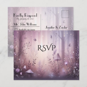 Invitation Carte Postale Lumières Magiques de Fée de Lavande pour Réponse a