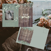 Invitation Carte Postale Lumières Rustiques & Bois Photo Mariage Champêtre 