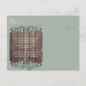 Invitation Carte Postale Lumières Rustiques & Bois Photo Mariage Champêtre  (Dos)