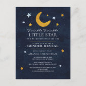 Invitation Carte Postale Lune Stars Genre Révéler Couple Marine Bleu (Devant)