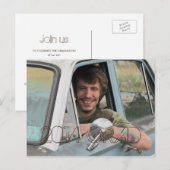 Invitation Carte Postale Lycée Photo Graduation Party Grunge Brown (Devant / Derrière)