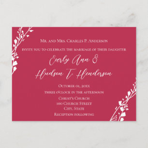 Invitation Carte Postale Magenta Two devient un Mariage chrétien