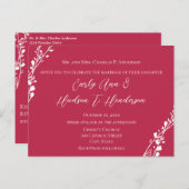 Invitation Carte Postale Magenta Two devient un Mariage chrétien (Devant / Derrière)