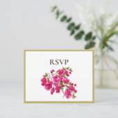 Invitation Carte Postale Magenta Wild Roses RSVP (Debout devant)