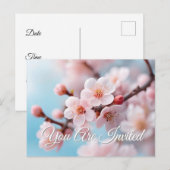 Invitation Carte Postale Magie en fleurs roses (Devant / Derrière)