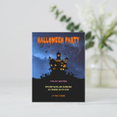 Invitation Carte Postale Maison hantée éffrayante avec tempête de chauves-s (Debout devant)