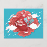 Makar Sankranti bleu et rouge cerf-volant