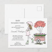 Invitation Carte Postale Maman Enceinte 3e bébé Sprinkle Douche par courrie (Devant / Derrière)