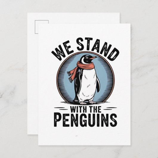 Invitation Carte Postale Manchot Drôle Résiste Manifestation Contre les Tar (Devant / Derrière)