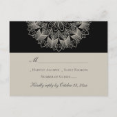 Invitation Carte Postale Mandala Boho Indian Elegant Noir Mariage RSVP (Devant)