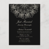 Invitation Carte Postale Mandala Indian Boho Black Just Married Wedding (Devant)