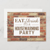 Invitation Carte Postale Manger, Boire Fête de chauffage domestique Rustiqu (Devant / Derrière)