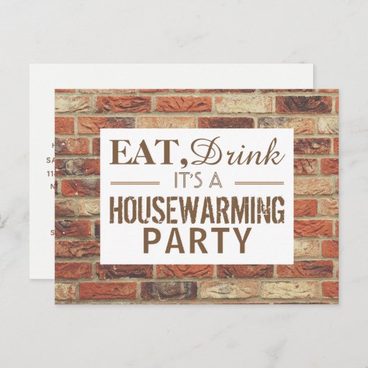 Invitation Carte Postale Manger, Boire Fête de chauffage domestique Rustiqu (Devant / Derrière)