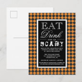 Invitation Carte Postale Mangez Boire & Soyez Effrayant | Bonne fête d'Hall (Devant / Derrière)