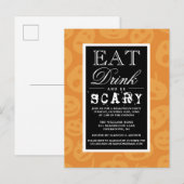 Invitation Carte Postale Mangez Boire & Soyez Effrayant | Bonne fête d'Hall (Devant / Derrière)