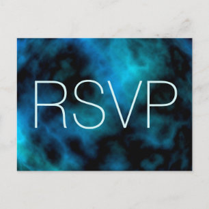Invitation Carte Postale Marbre Bleu Faux Cosmique RSVP