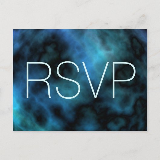 Invitation Carte Postale Marbre Bleu Faux Cosmique RSVP (Devant)