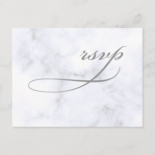 Invitation Carte Postale Marbre mariage rsvp (Devant)