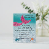 Invitation Carte Postale Marée de sirène modifiable dans l'océan Anniversai (Debout devant)