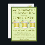 Invitation Carte Postale Margarita Cocktail 21e Anniversaire Bachelorette<br><div class="desc">Le design présente une illustration originale d'un cocktail classique de margarita avec une jante salée et un coin de chaux verte. Un verre d'été classique ! Idéal pour un cocktail, un pique-nique d'été, une bachelorette, 21e anniversaire, ou une fête du Cinco de Mayo. Coordination des produits de la partie disponible....</div>