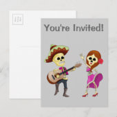 Invitation Carte Postale Mariachi Dancing Couple Day of Dead (Devant / Derrière)