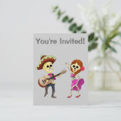 Invitation Carte Postale Mariachi Dancing Couple Day of Dead (Debout devant)