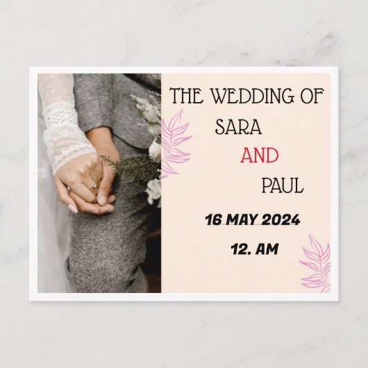 INVITATION CARTE POSTALE MARIAGE (Devant)