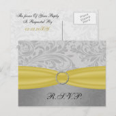 Invitation Carte Postale Mariage à boucle diamante jaune gris FAUX (Devant / Derrière)