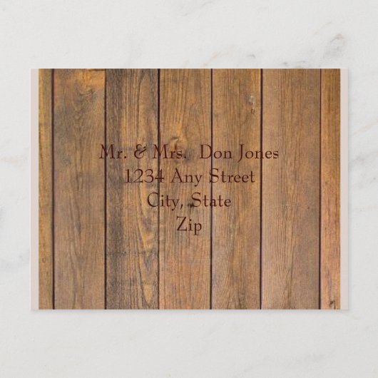 Invitation Carte Postale Mariage à l'anglaise rustique de style campagnard (Dos)