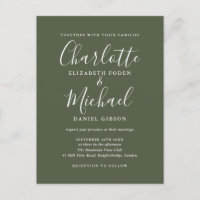 Mariage à l'écriture cursive vert olive Signature