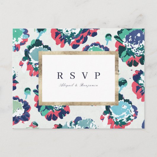 Invitation Carte Postale Mariage abstrait vert classique moderne RSVP (Devant)