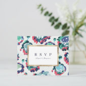 Invitation Carte Postale Mariage abstrait vert classique moderne RSVP (Debout devant)