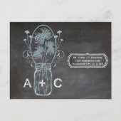 Invitation Carte Postale Mariage Ardoise Pot Mason Bleu Rustique (Dos)