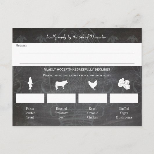 Invitation Carte Postale Mariage Ardoise Pot Mason Bleu Rustique (Devant)