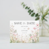 Invitation Carte Postale Mariage aux papillons floraux Enregistrer la date (Debout devant)