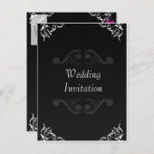 Invitation Carte Postale Mariage baroque Inviter Noir & Blanc (Devant / Derrière)