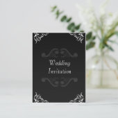 Invitation Carte Postale Mariage baroque Inviter Noir & Blanc (Debout devant)